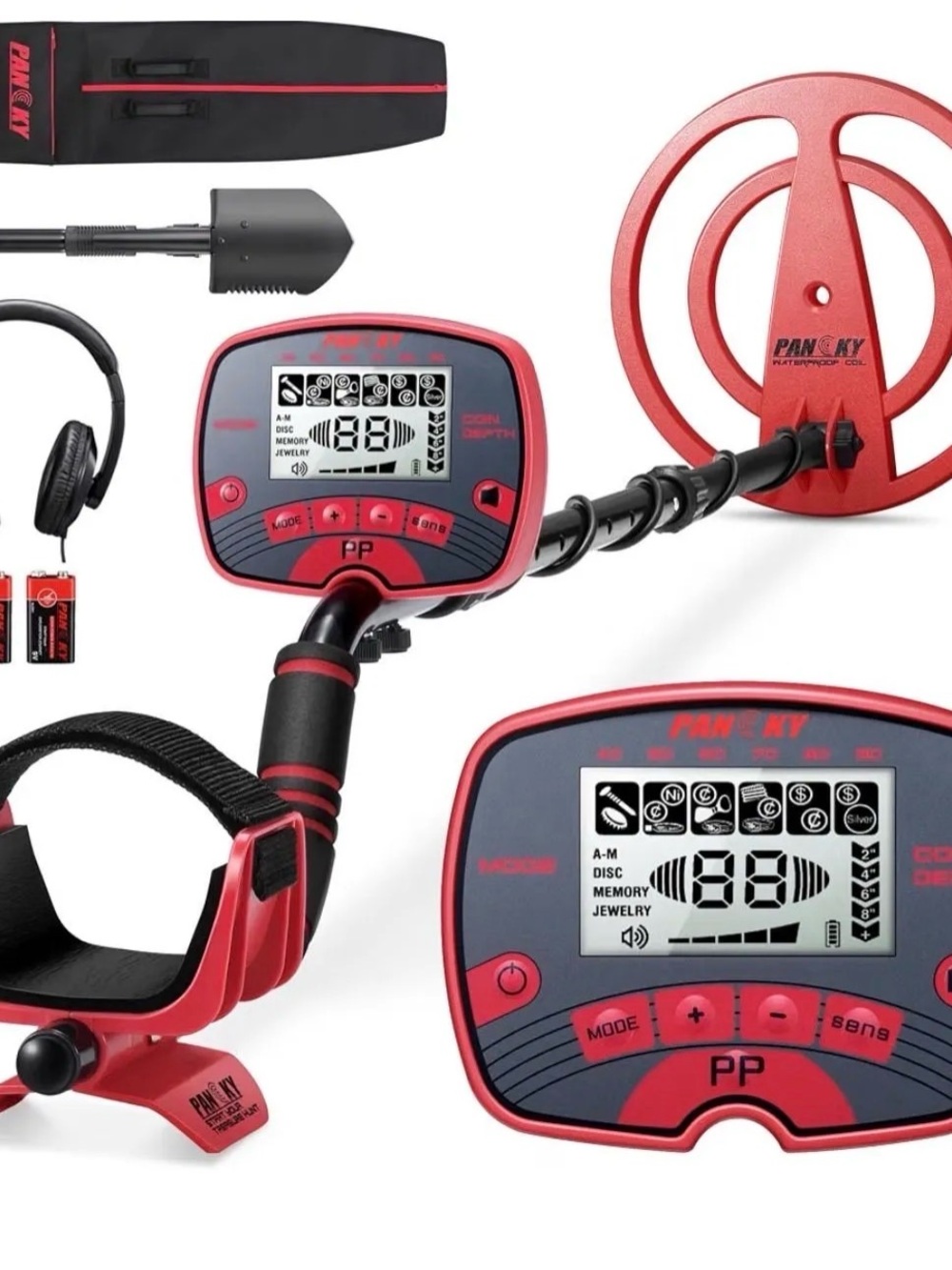 Red PANCKY Metal Detector with LCD Screen